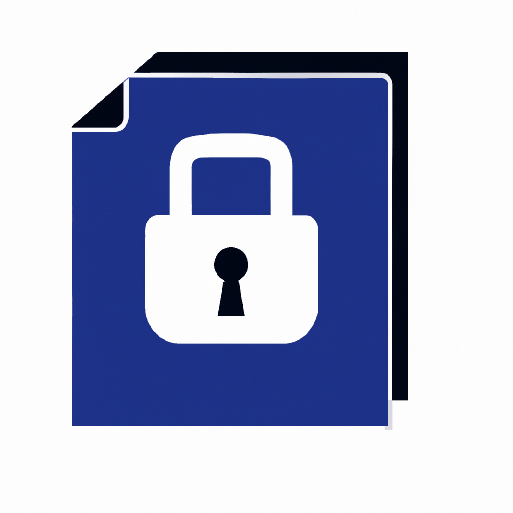 Ilustración de privacidad: escudo y candado sobre documentos, estilo minimalista en alto contraste